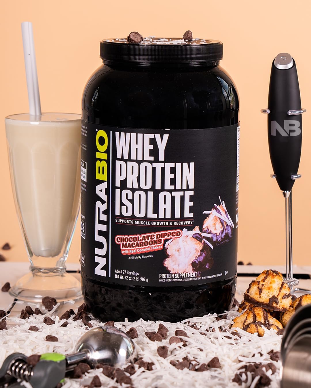 chocolate-dipped-macaroon-whey-protein-isolate-powder---25g-protein-per-scoop---complete-amino-acid-profile---soy-gluten-free---non-gmo---zero-fillers---2-lbs-5