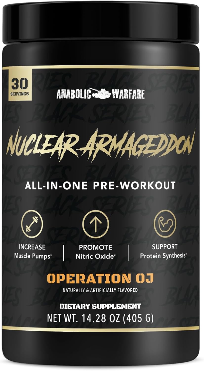 Nuclear Armageddon Pre-Workout Powder - L-Citrulline, Beta Alanine, Caffeine - Orange Juice Flavor - 30 Servings for Men & Women - Espot.com.au