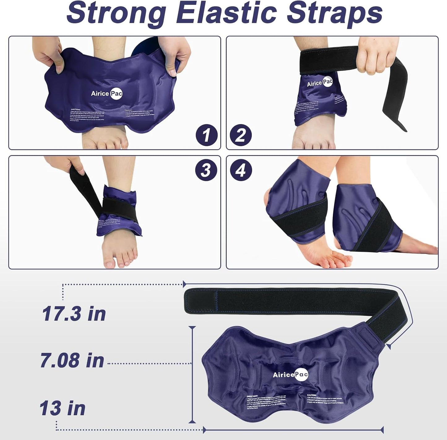 AiricePac 2 Ankle Ice Pack Wrap - Reusable Cold Compress for Swelling, Injuries, Pain Relief - Sprains, Achilles, Tendonitis, Plantar Fasciitis - Blue - Espot.com.au