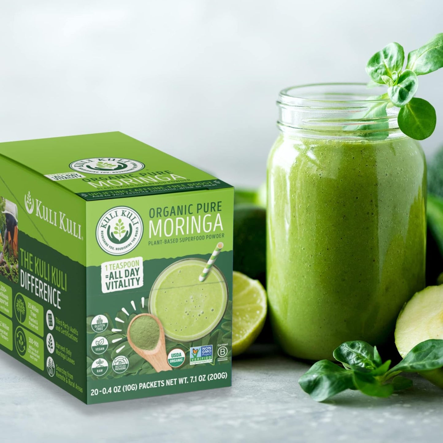 organic-moringa-leaf-powder---pure-usda-certified-non-gmo-perfect-for-smoothies-tea-food---04oz-pack-of-20-by-kuli-kuli-4