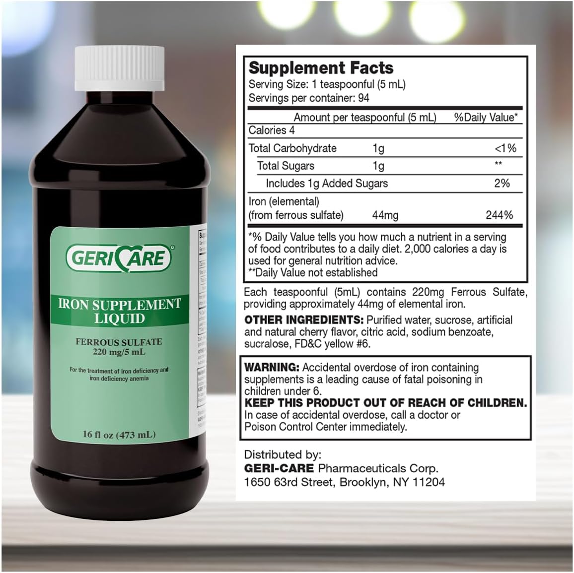 high-potency-gericare-liquid-iron-supplement-for-adults---220mg-iron-per-5ml-dose---anemia-iron-deficiency-support---pack-of-1-3