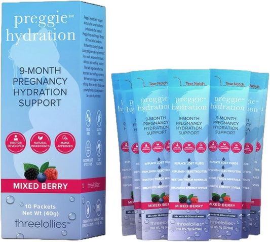 Preggie Hydration Packets for Morning Sickness Relief - Natural Support for Pregnant Women - Eases Nausea and Replaces Nutrients - 10 Packets - Espot.com.au