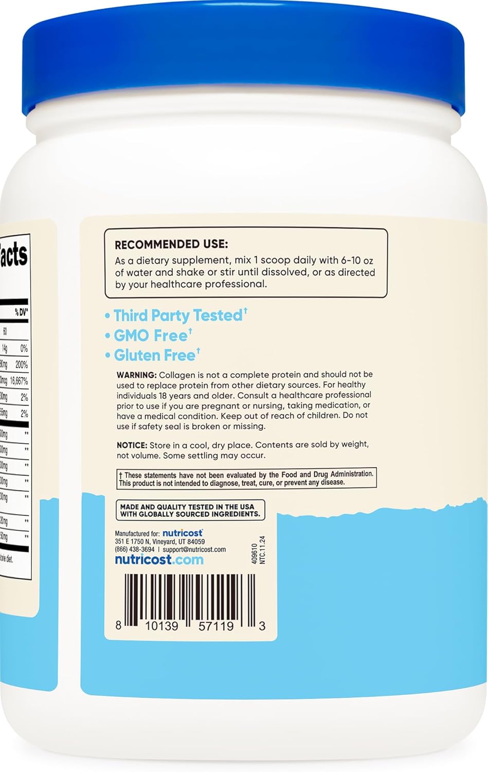 Nutricost Multi Collagen Protein Complex with Biotin and Hyaluronic Acid - Unflavored Supplement, 30 Servings - Espot.com.au