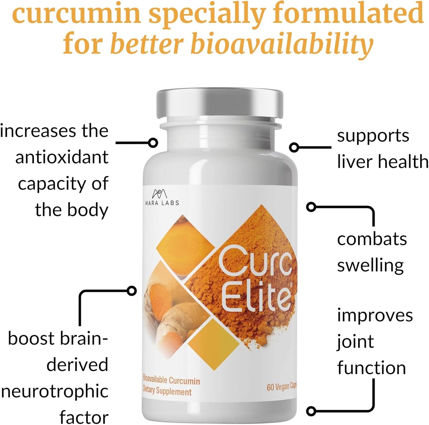 Mara Labs CurcElite Turmeric Extract - 95% Curcuminoids, Vegan, Non-GMO - 30 Servings - Espot.com.au