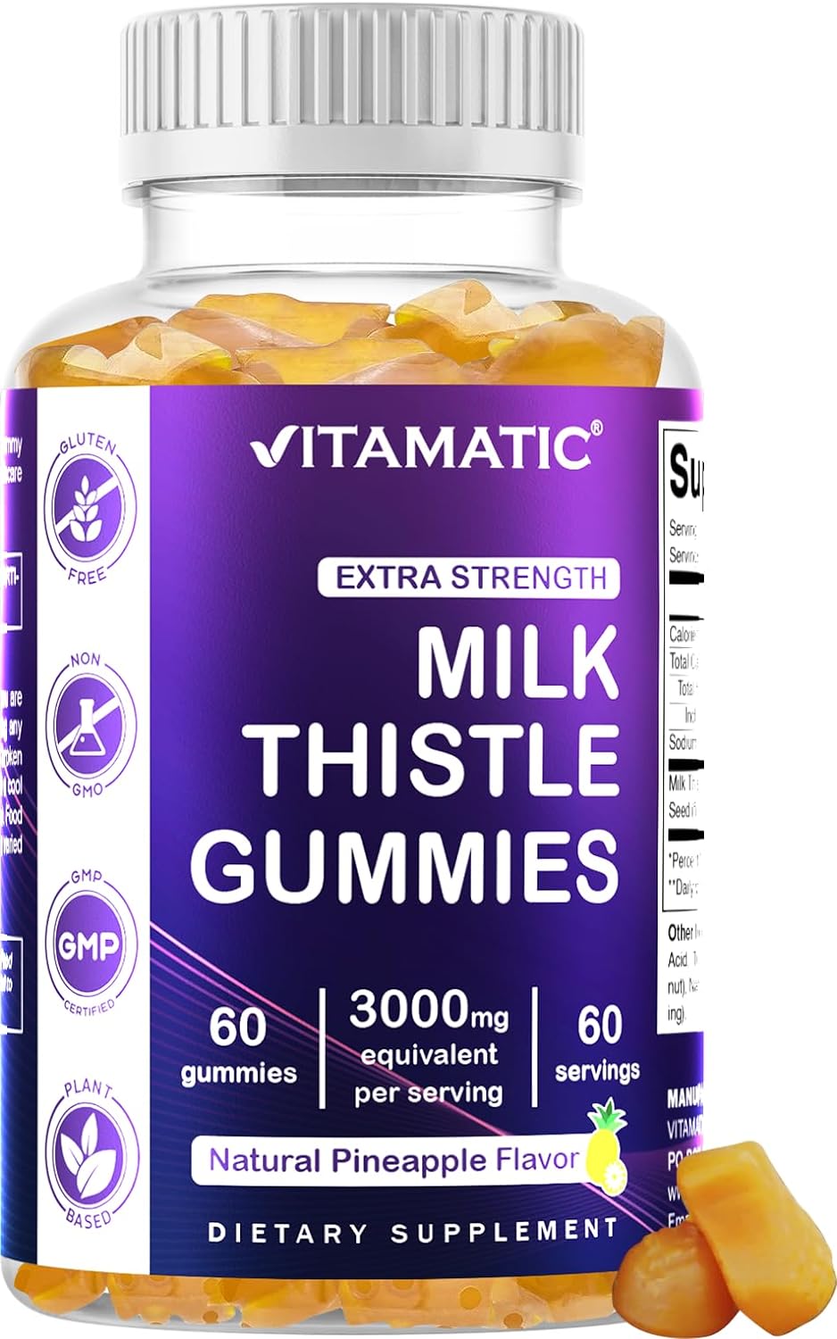 2 Pack Milk Thistle Gummies - 3000 mg Equivalent - Liver Detox & Antioxidant - 80% Silymarin - 60 Pectin Gummies - Espot.com.au