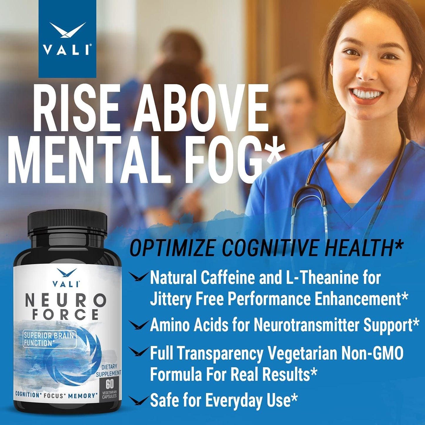 Extra Strength Brain Booster Supplement for Focus, Memory, Clarity & Energy - Nootropic Cognitive Function Support with Natural Caffeine - 60 Veggie Capsules - Espot.com.au