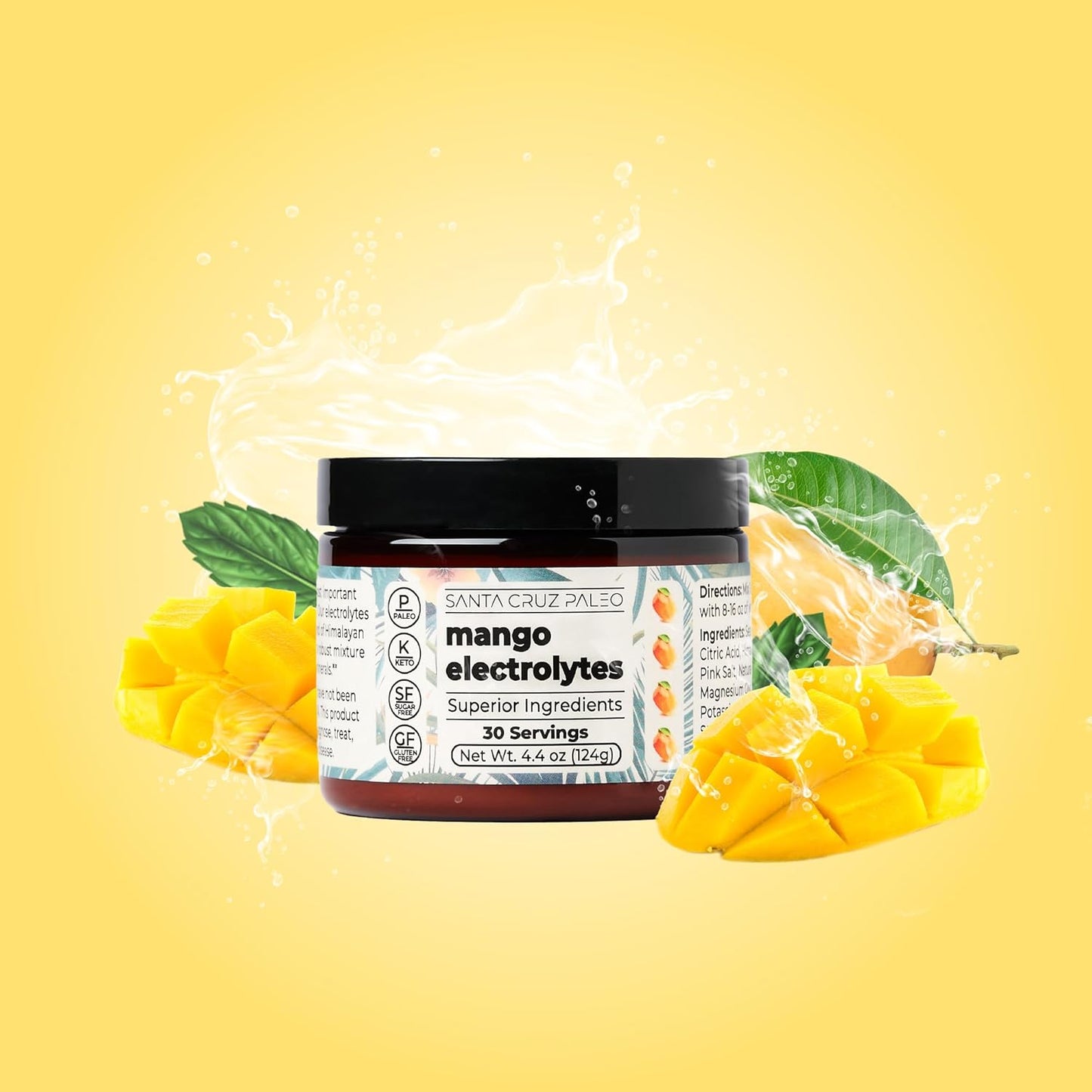 Santa Cruz Mango Electrolyte Powder - Sugar-Free with Himalayan & Sea Salt, Magnesium, Potassium - 30 Servings - Espot.com.au