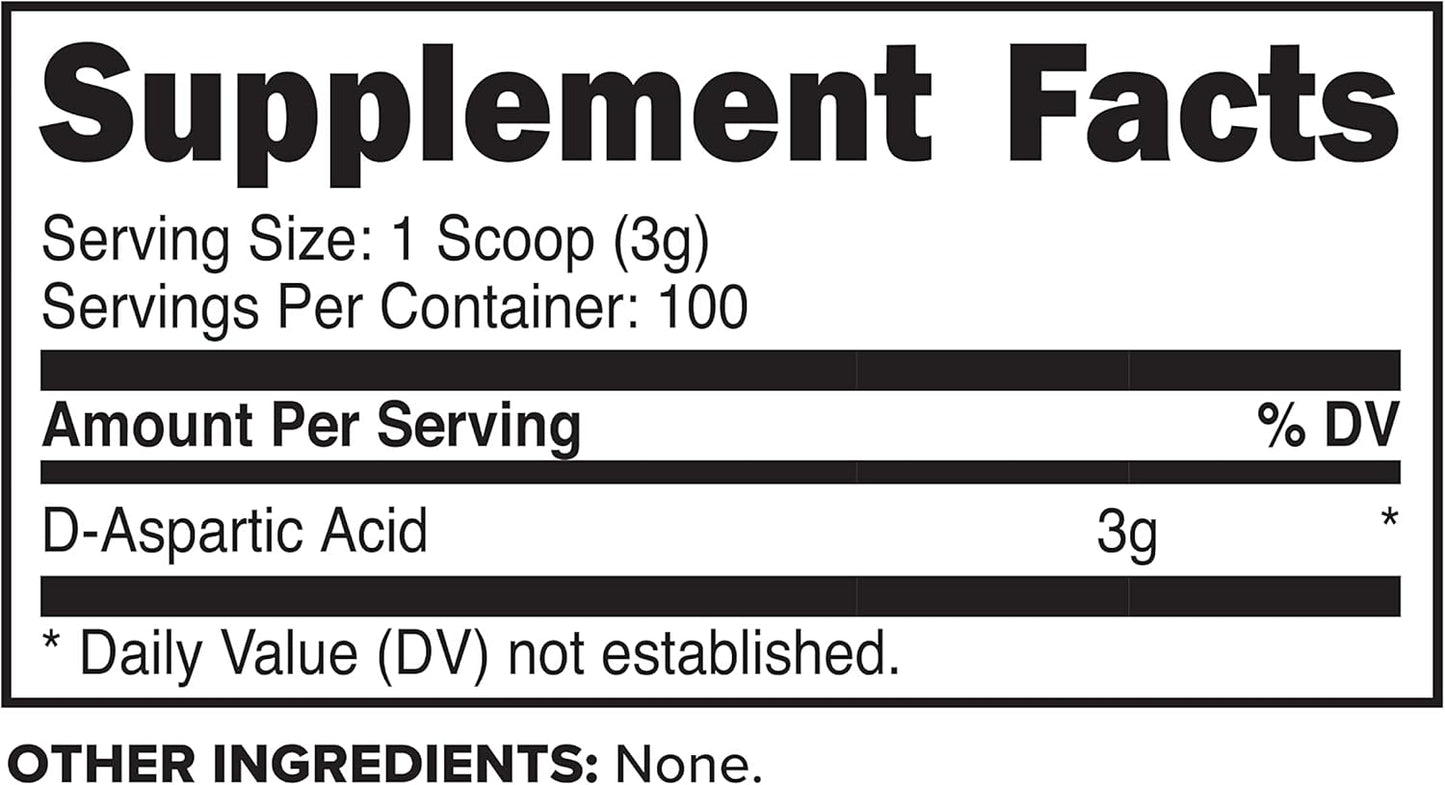 300 Grams Primaforce D-Aspartic Acid Powder - 100 Servings, Unflavored, Vegetarian, Non-GMO Supplement - Espot.com.au
