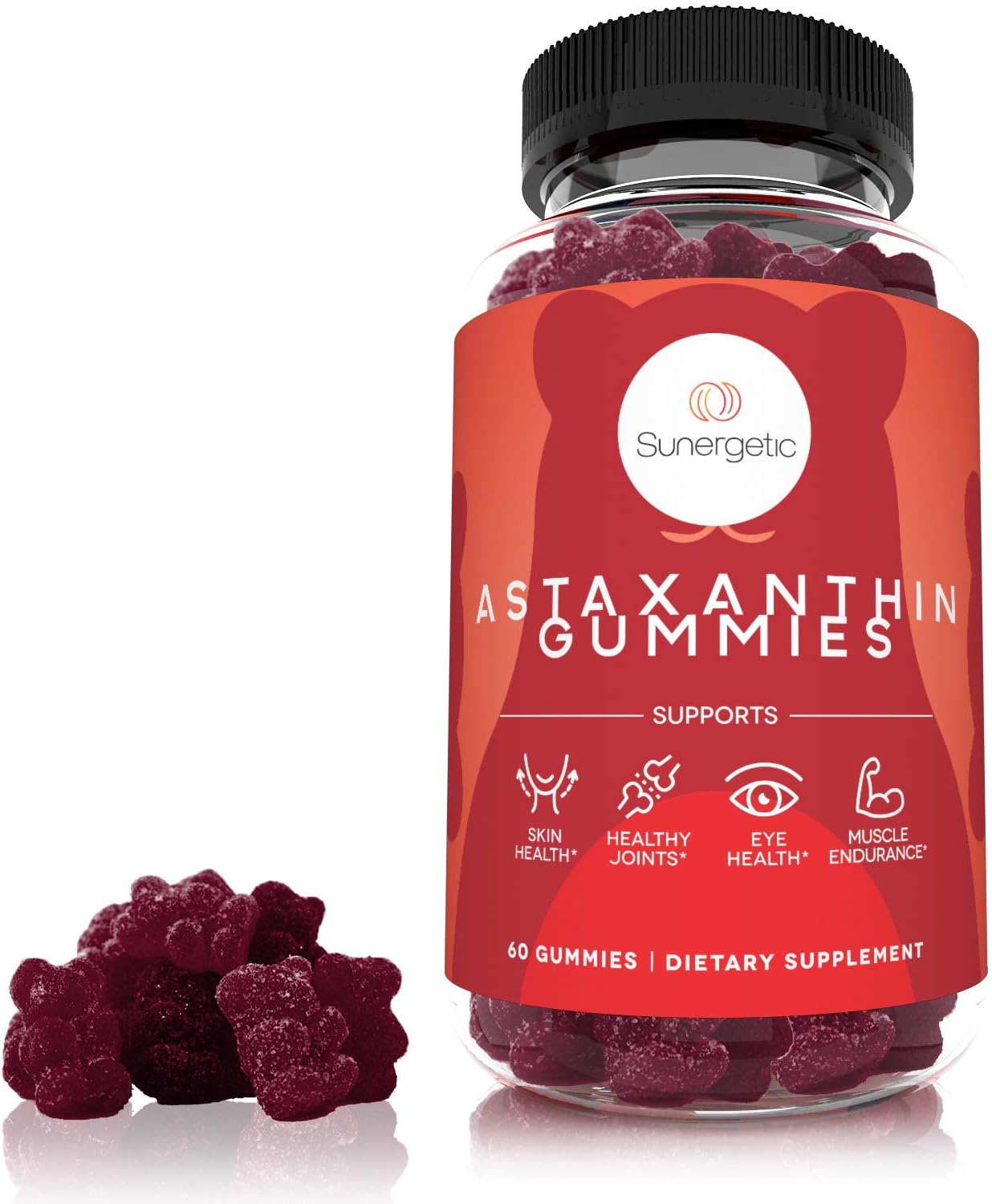 Astaxanthin Gummies with AstaRealĀ® for Skin, Joint, Muscle & Eye Health - 60 Berry Flavored Gummies - 4mg Astaxanthin per Serving - Espot.com.au