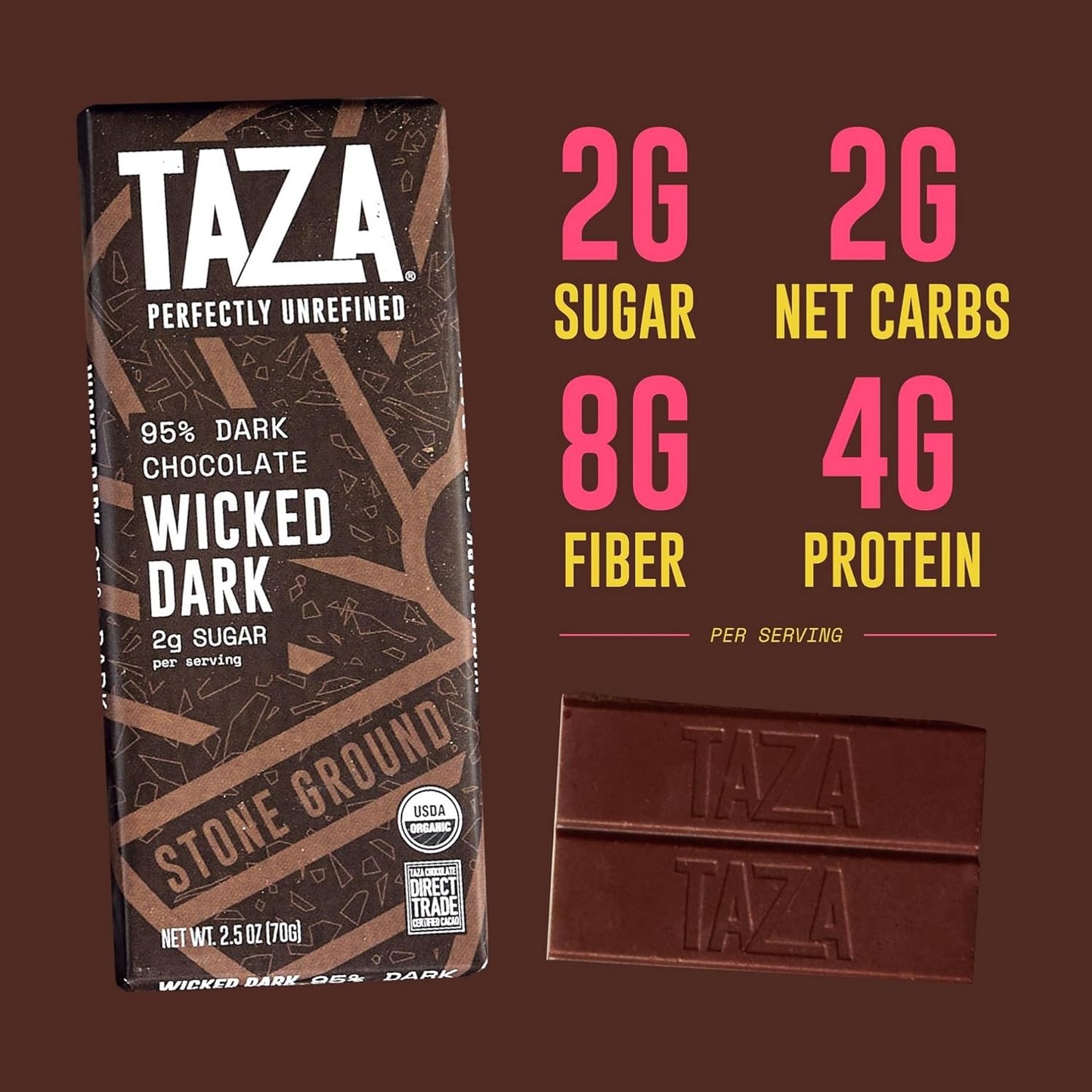 organic-taza-chocolate-amaze-bar---95-stone-ground-wicked-dark---25-oz-6-pack---vegan-friendly-2