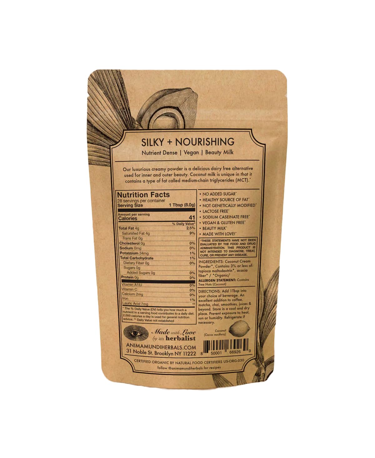 organic-non-dairy-coconut-creamer-powder-for-coffee-smoothies-desserts---vegan-plant-based-8oz-by-anima-mundi-apothecary-2