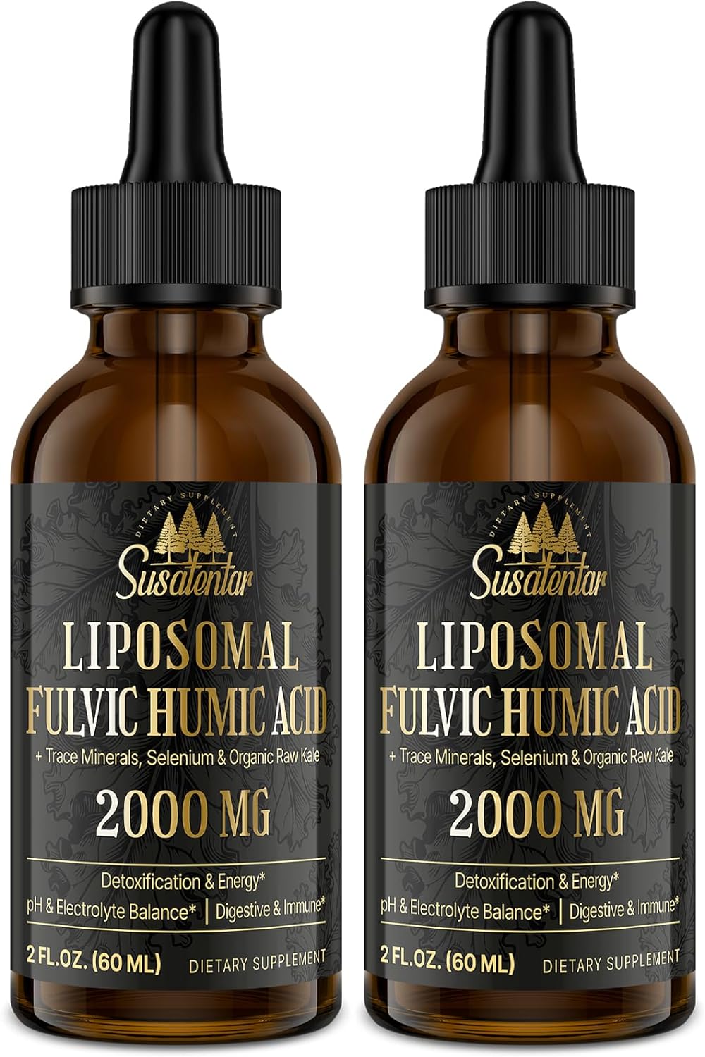 Liquid Liposomal Fulvic Humic Acid Drops 2000 MG | Trace Minerals Electrolyte Supplement | 72+ Minerals | Hydration, Detox, Energy | pH Balance, Digestion, Immunity | 4 Oz Bottle - Espot.com.au