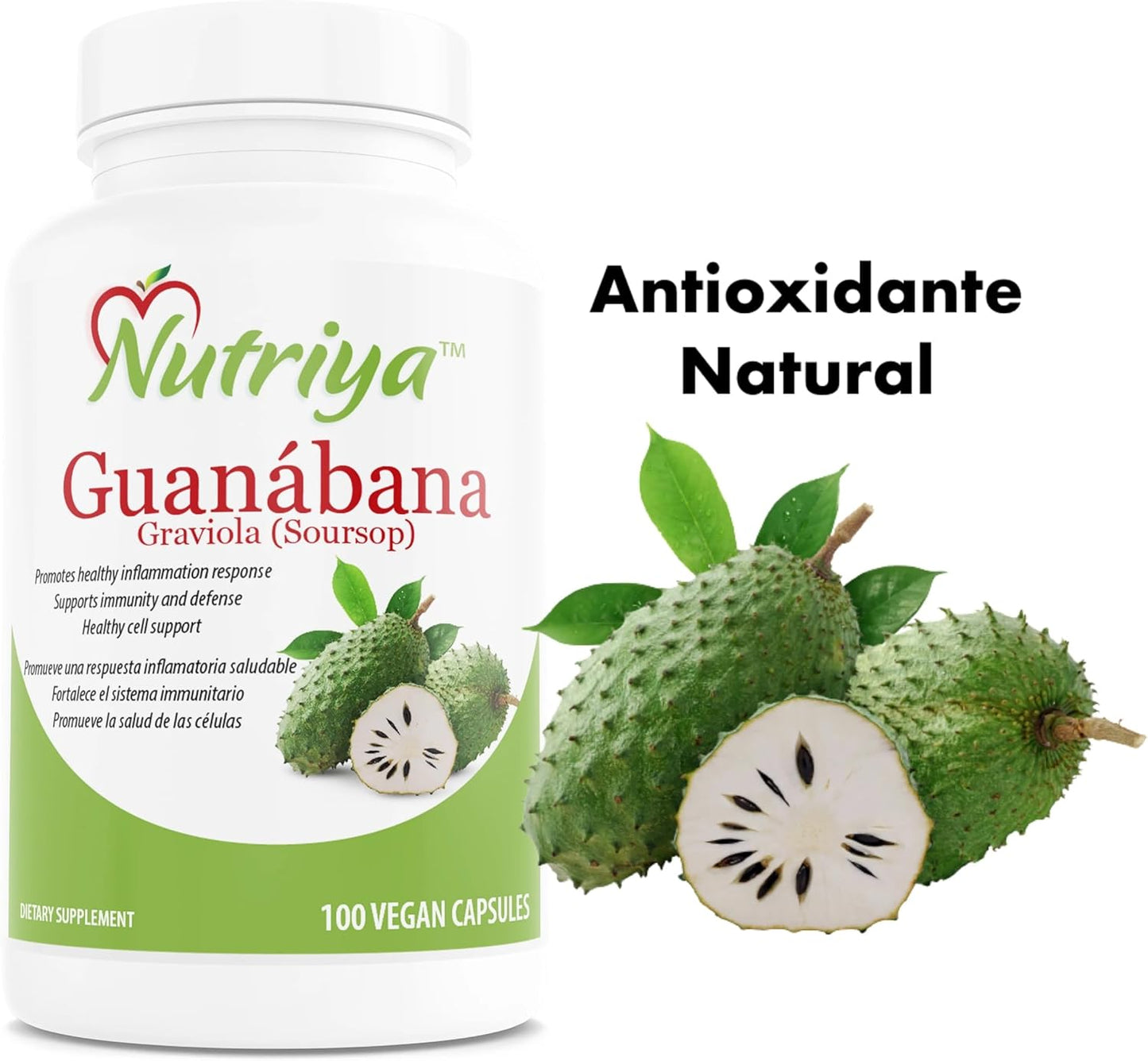 Nutriya Guanábana (Graviola-Soursop) Capsules - Antioxidant for Healthy Cells, Immune System Support - 100 Veg Caps - Espot.com.au