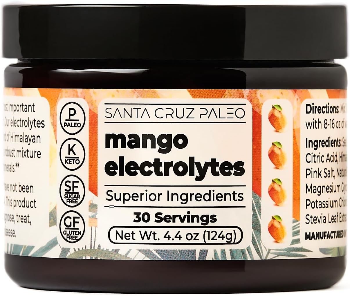 Santa Cruz Mango Electrolyte Powder - Sugar-Free with Himalayan & Sea Salt, Magnesium, Potassium - 30 Servings - Espot.com.au