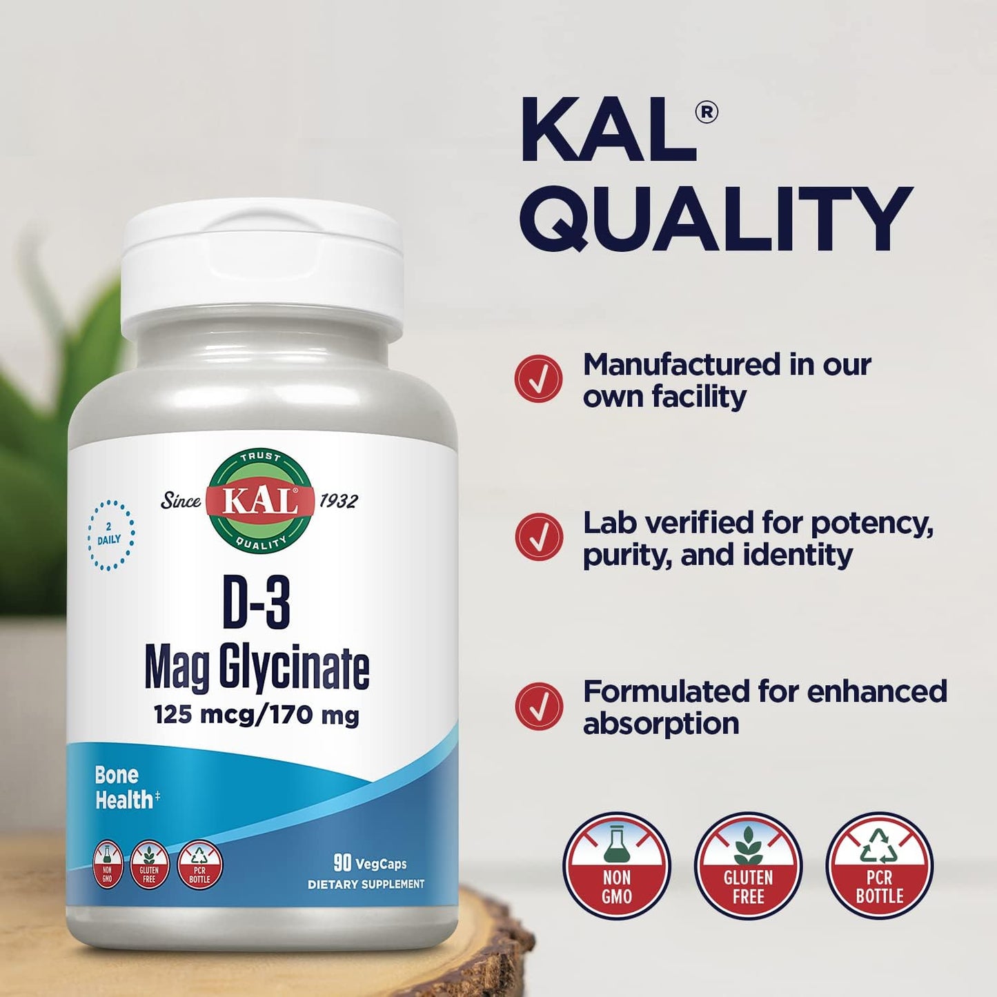 Vitamin D3 and Magnesium Glycinate Supplement with BioPerine for Enhanced Absorption, Muscle and Bone Health Support, Immune Support, Non-GMO and Gluten Free, 45 Servings, 90 VegCaps - Espot.com.au