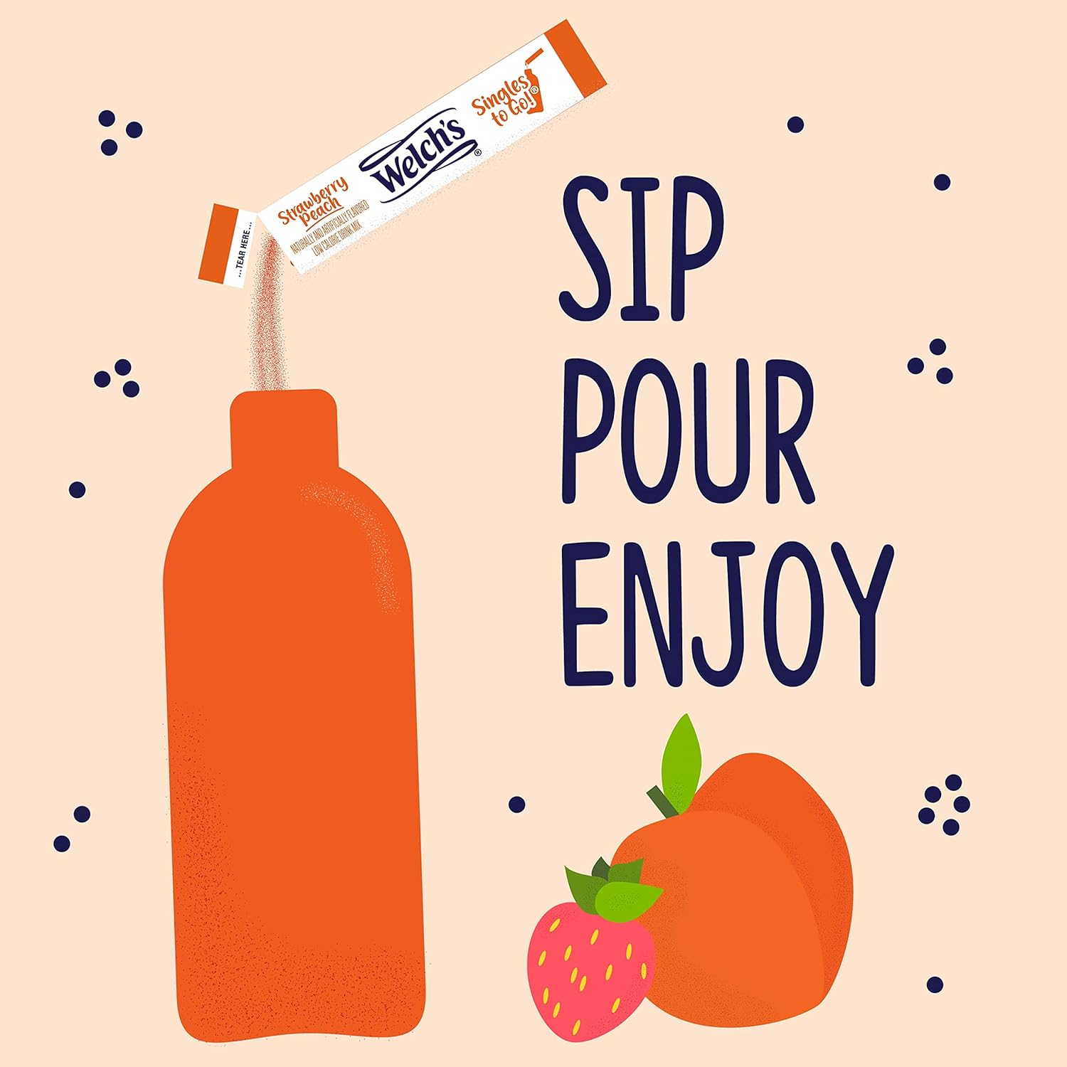 Welch's Singles To Go Water Drink Mix - Strawberry Peach Flavor, 72 Packets in Total - Espot.com.au