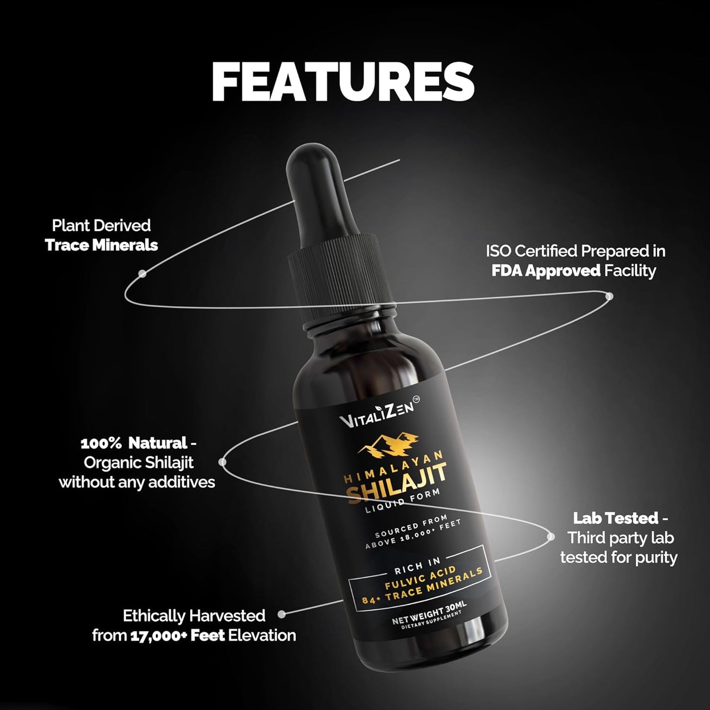 Organic Himalayan Shilajit Drops - Natural Detox & Energy Support - Liquid Drops with Fulvic Acid and Trace Minerals - 30ml - Espot.com.au