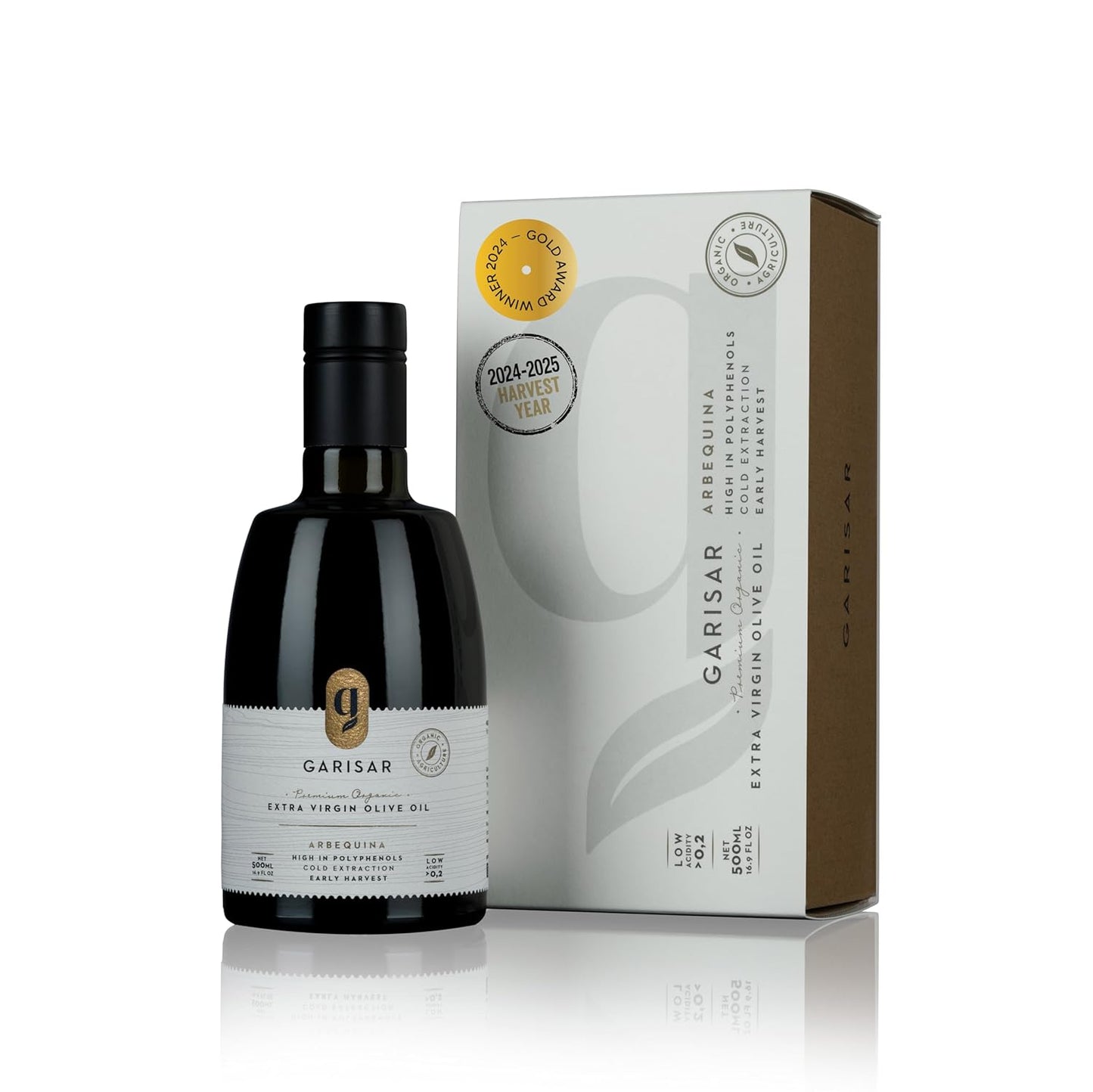 Organic Garisar Arbequina Olive Oil - Premium Extra Virgin, High Polyphenol (>600 ppm), Low Acidity (0.2%), Cold Pressed, NYIOOC Gold Medal Winner - 1 Pack - Espot.com.au