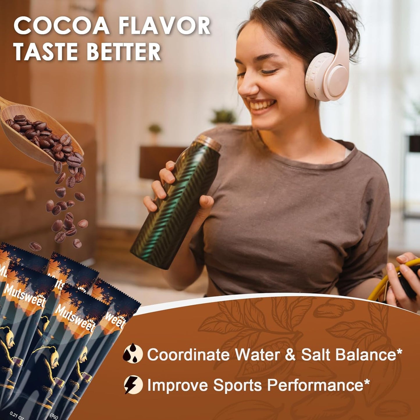 Hydrate Electrolyte Powder Packets with 4 Electrolytes, Vegan Cocoa Drink Mix - 15 Sticks, No Sugar & Non-GMO - Espot.com.au