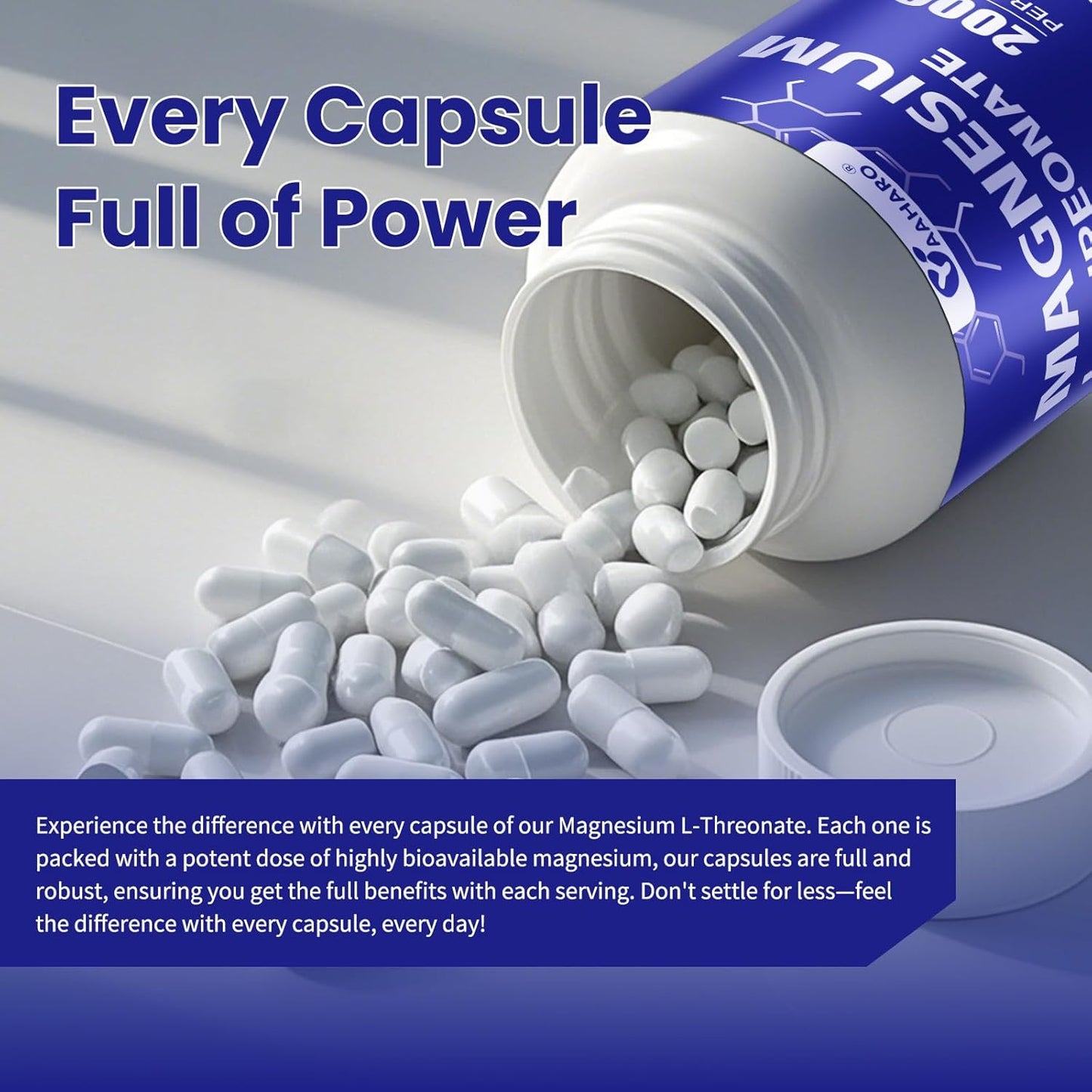 High Absorption Magnesium Threonate Capsules for Sleep, Cognition, and Energy - 40 Days Supply - 2000mg Magnesium L-Threonate - Non-GMO, Gluten Free, Vegetarian - YAAHARO - Espot.com.au