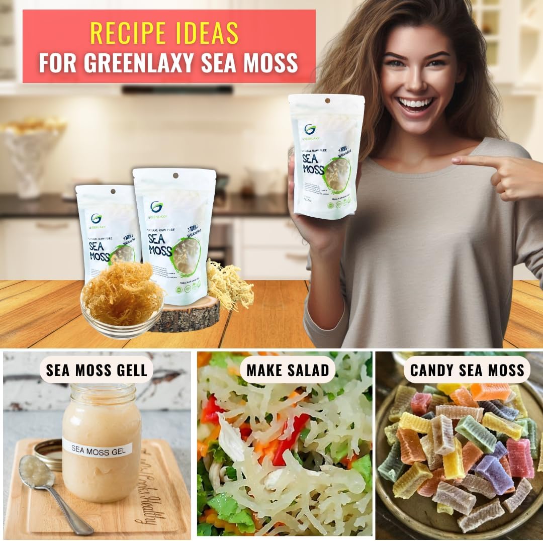 Organic Sea Moss Raw - 100% Wildcrafted, Sun Dried, Non GMO | Makes 30-40 oz Gel | Boosts Immune System, Skin Health, Vitamin Supplements | 50g - Espot.com.au