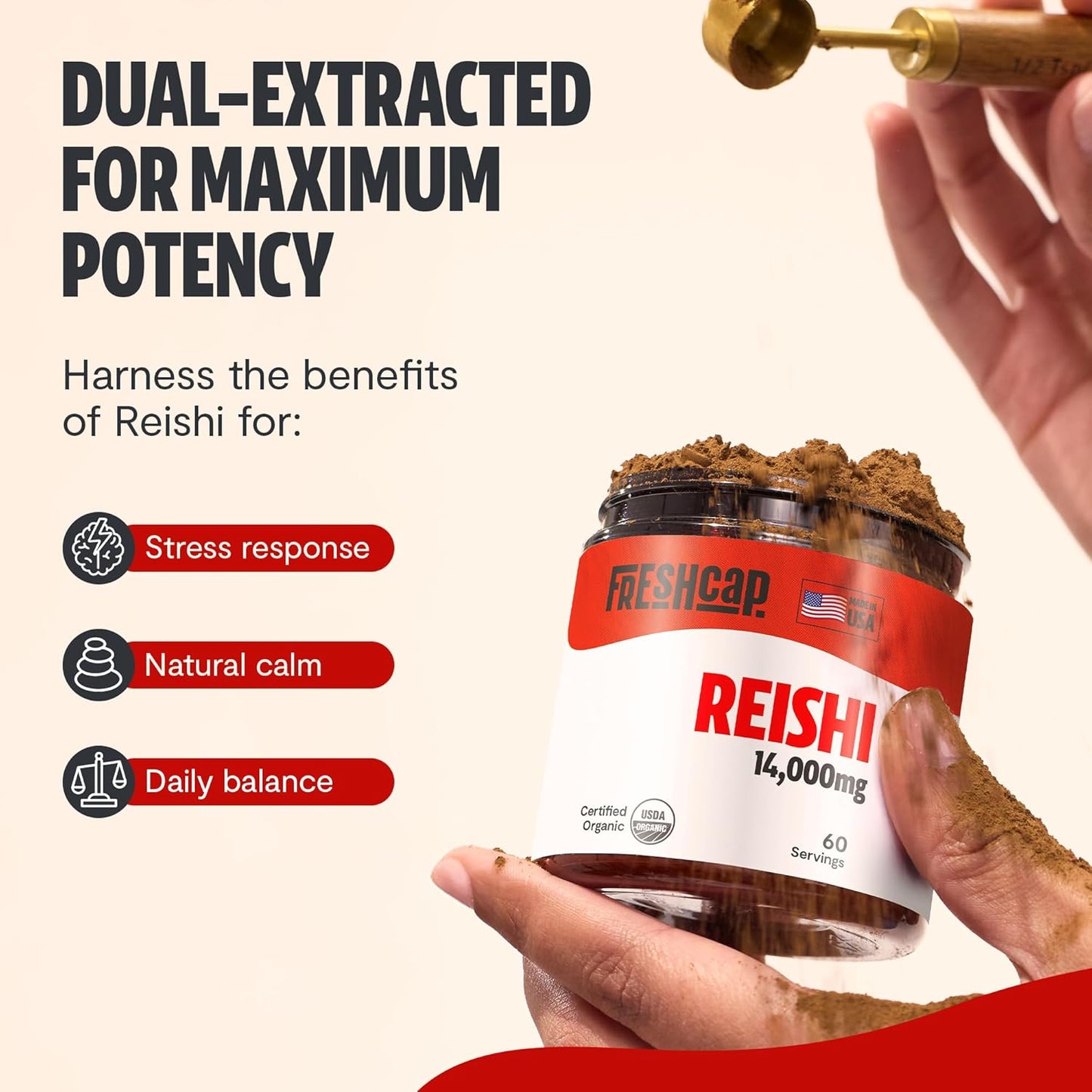 organic-freshcap-reishi-mushroom-powder---14000mg-extract-supplement-for-nootropic-support-ayurvedic-red-reishi-blend---60-servings-4