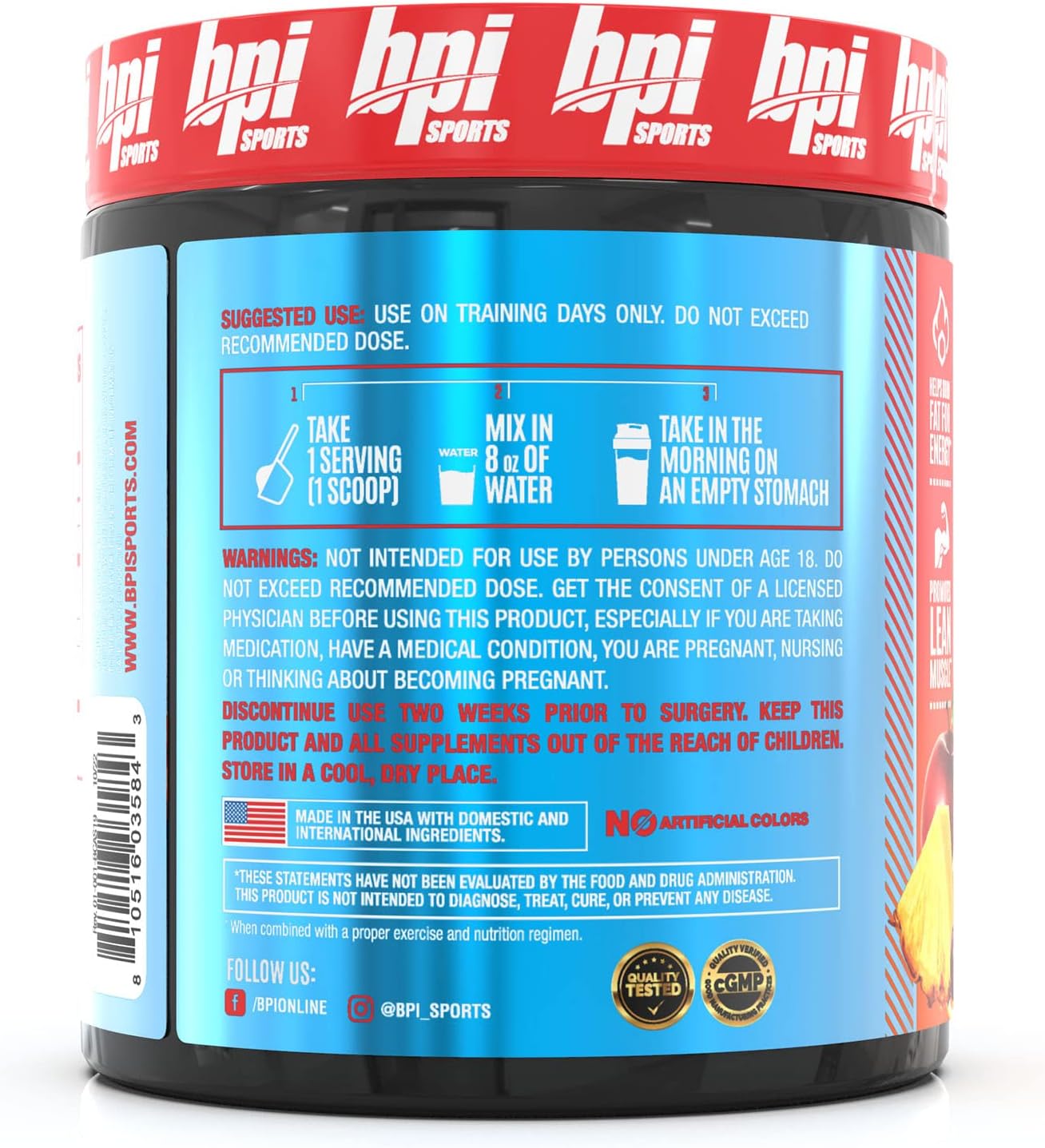 bpi-sports-best-bcaa-shredded-fruit-punch---caffeine-free-thermogenic-recovery-powder-for-lean-muscle-building-weight-loss-and-hydration---25-servings-97-oz-2