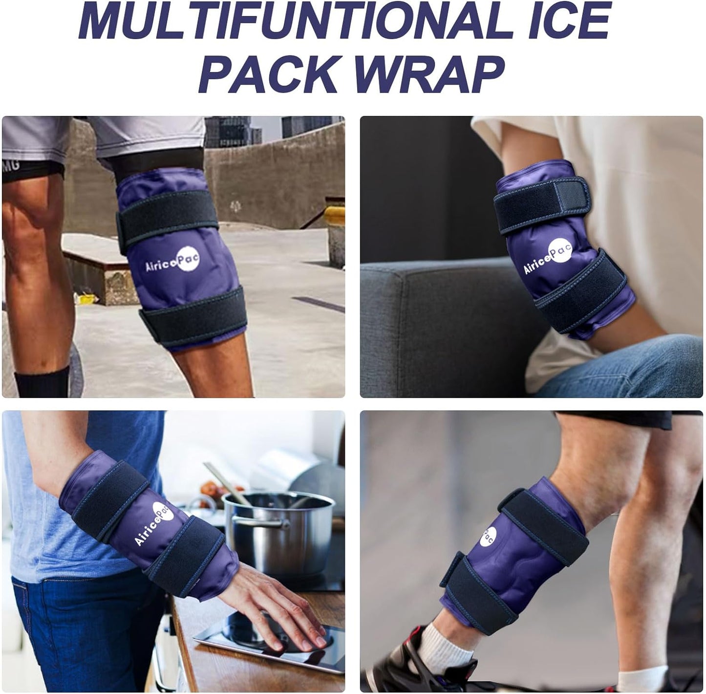 Reusable Gel Ice Wrap for Knee Pain Relief - Cold Compress Therapy for Injuries, Swelling, Arthritis, Meniscus Tear, ACL - Ideal for Knee Replacement Surgery - Blue - Espot.com.au