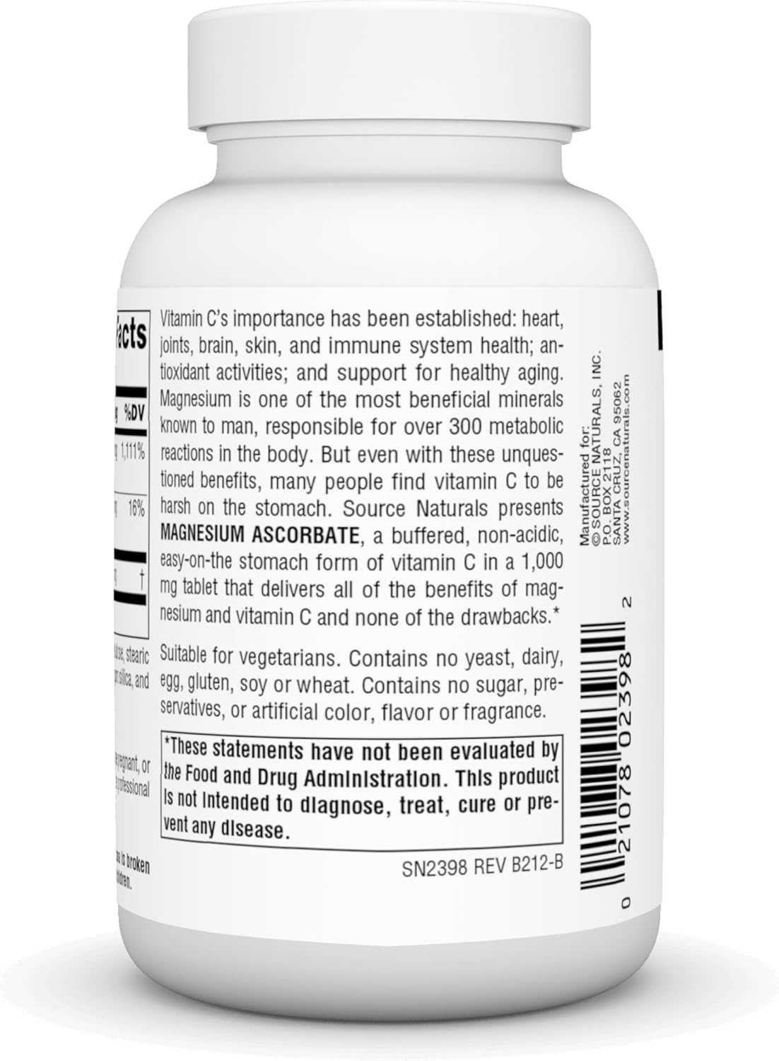 High Strength Non-Acidic Vitamin C Tablets with Magnesium Ascorbate, 1000mg - 60 Count - Espot.com.au
