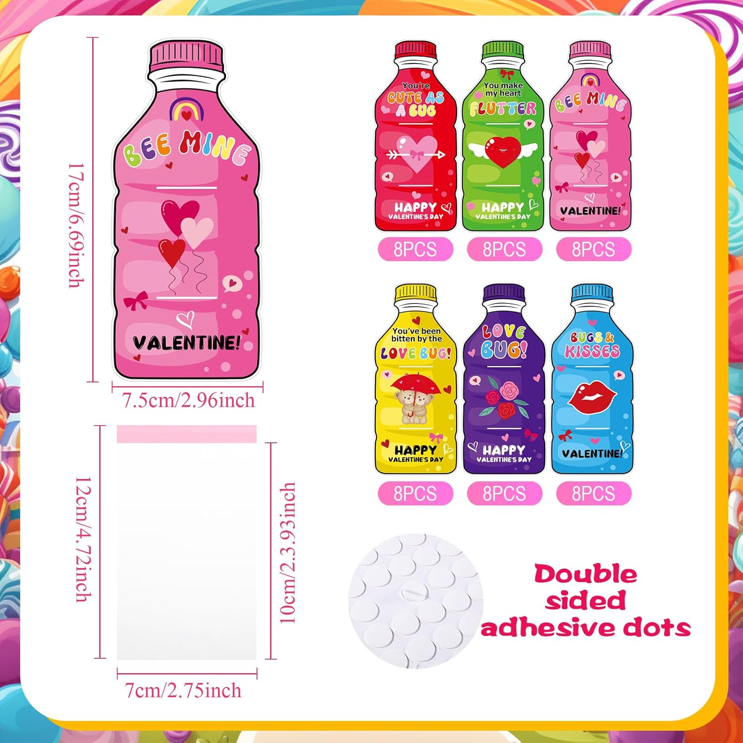 bulk-pack-of-60-kids-valentines-cards-with-drink-bottle-candy-jars---funny-diy-gifts-for-classroom-exchange-party-treats-2