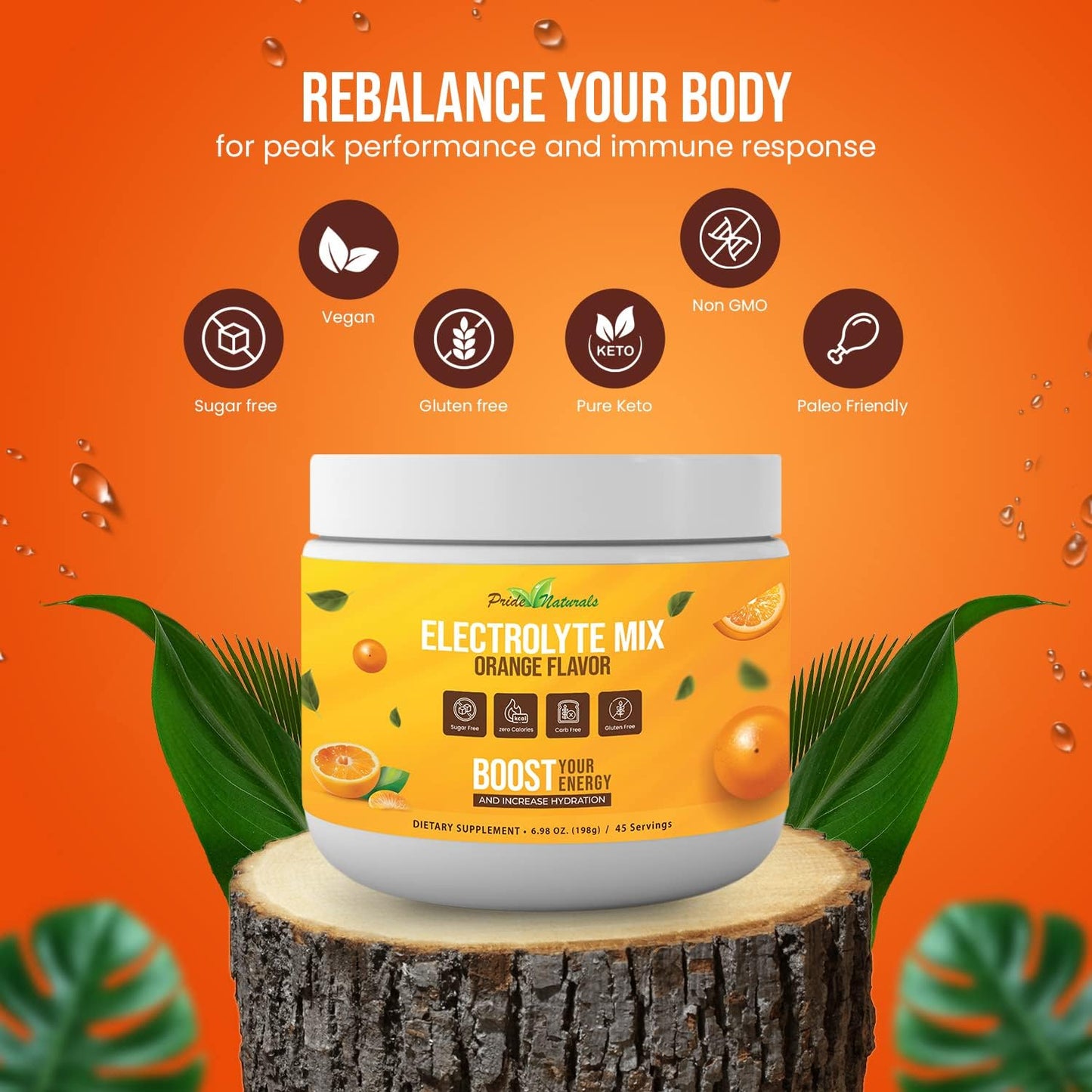 pride-naturals-inc-electrolyte-powder---sugar-free-orange-workout-recovery-hydration-drink-gluten-free-vegan-keto-paleo-beverage-with-immune-boosting-vitamins---198g-7