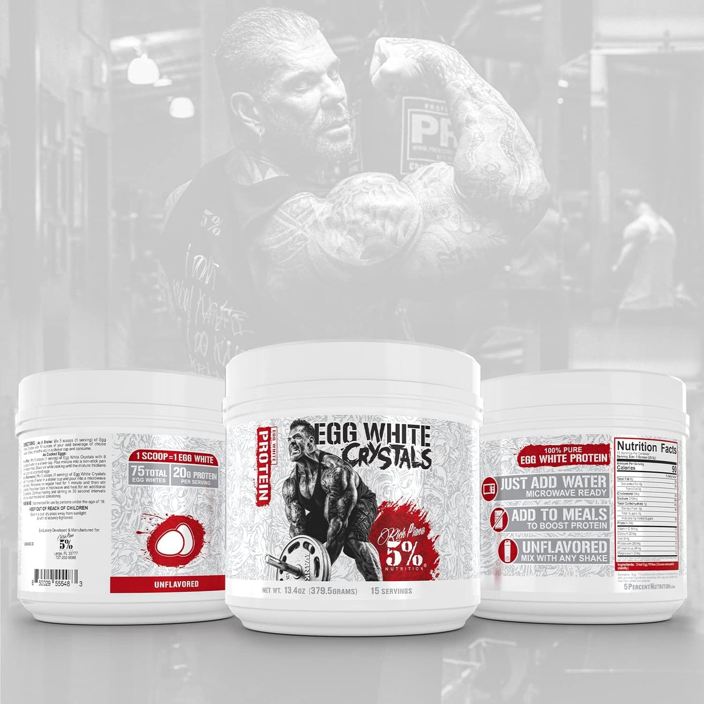 5% Nutrition Egg White Crystals - Pure Egg White Protein Powder 20g Protein - Easy Mix & Store - 0.84lbs, 15 Servings - Espot.com.au