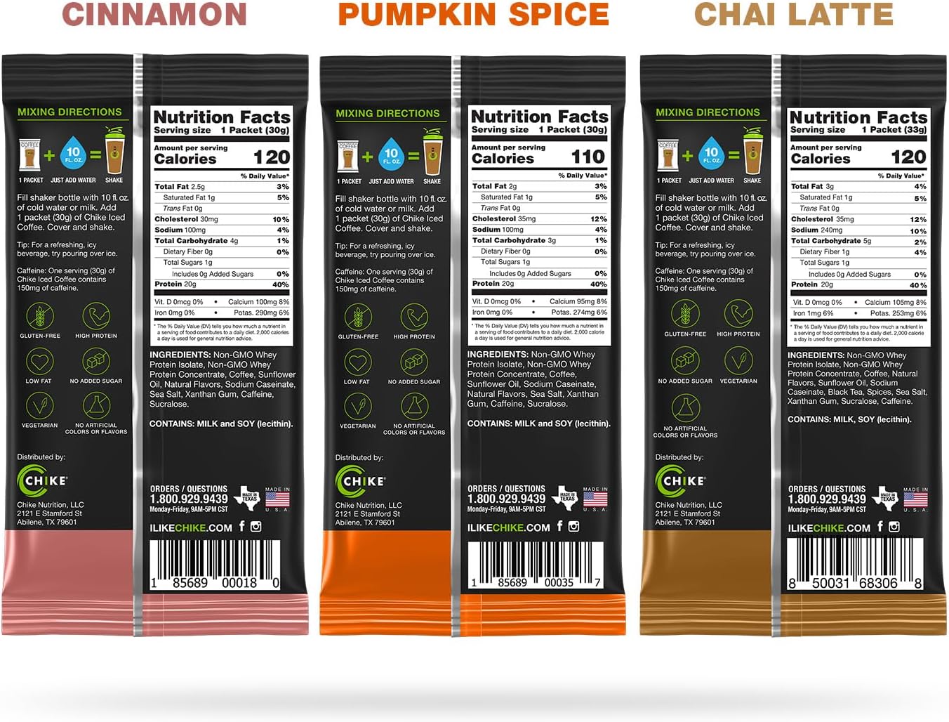 chike-autumn-spice-high-protein-iced-coffee-sampler-pack---20g-protein-2-shots-espresso-1g-sugar---keto-gluten-free---6-packets-2