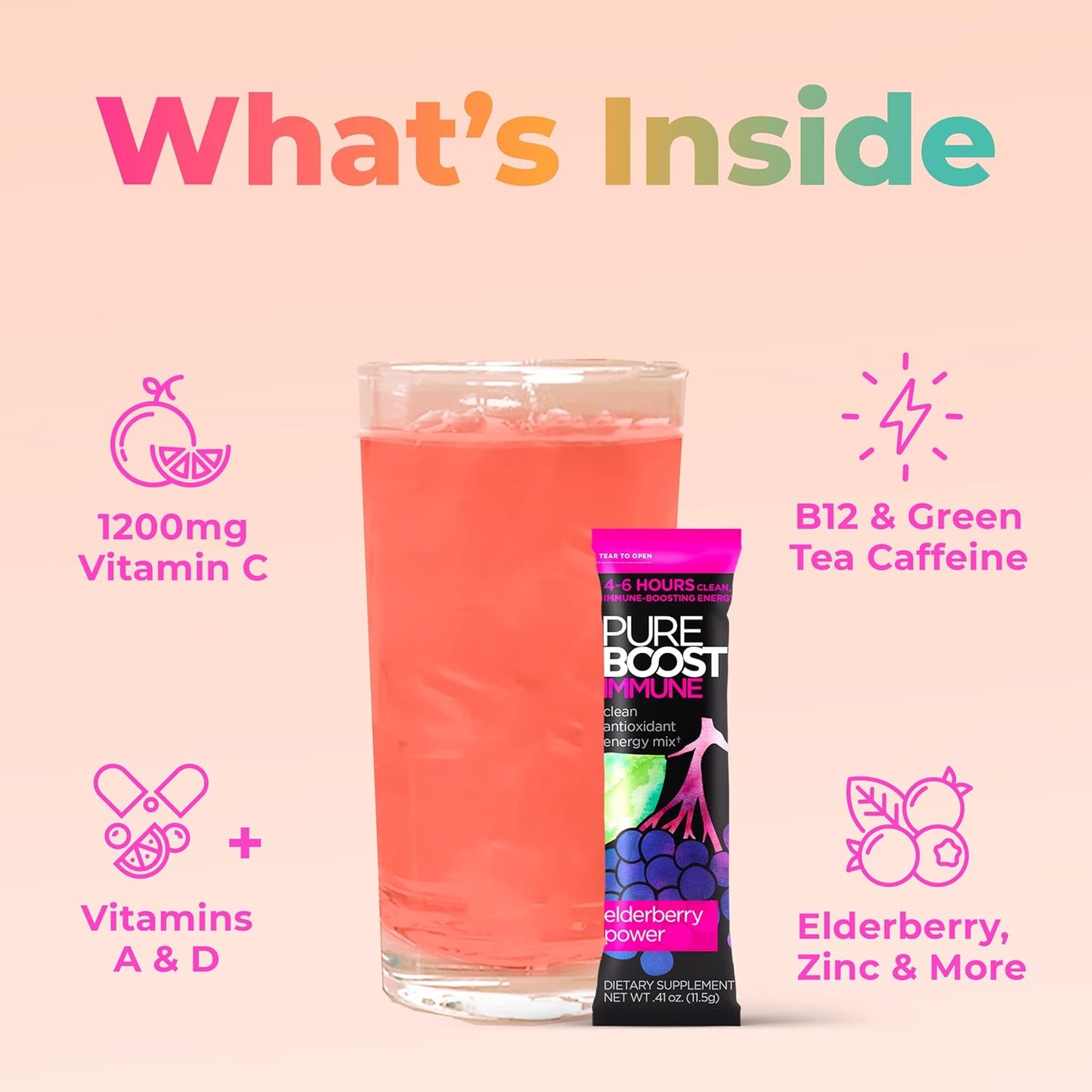 Elderberry Vitamin C Energy Drink Mix with Zinc - Immune Support Combo Pack, 30 Count - Espot.com.au