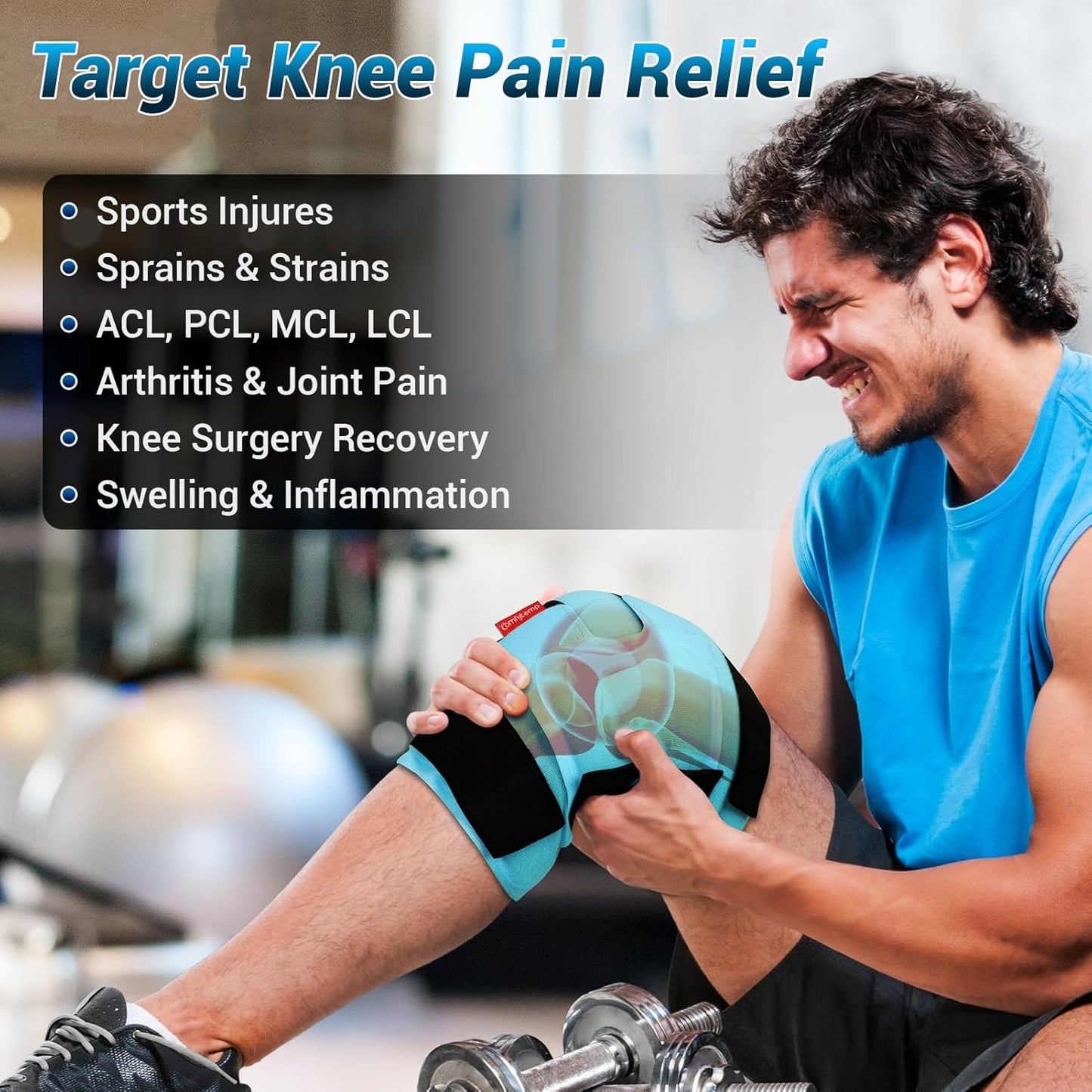 Large Knee Ice Pack Wrap with Reusable Gel - FSA HSA Eligible, Full Coverage Cold Compression Brace for Pain Relief, Injuries, Arthritis, ACL, Surgery - 23.6"x11.8 - Espot.com.au