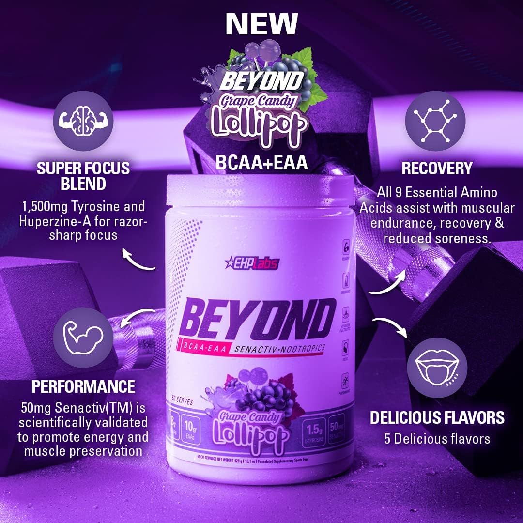 ehp-labs-beyond-bcaa-grape-candy-lollipop-powder---essential-amino-acids-supplement-for-post-workout-recovery-10g-bcaas-eaas-60-servings-2