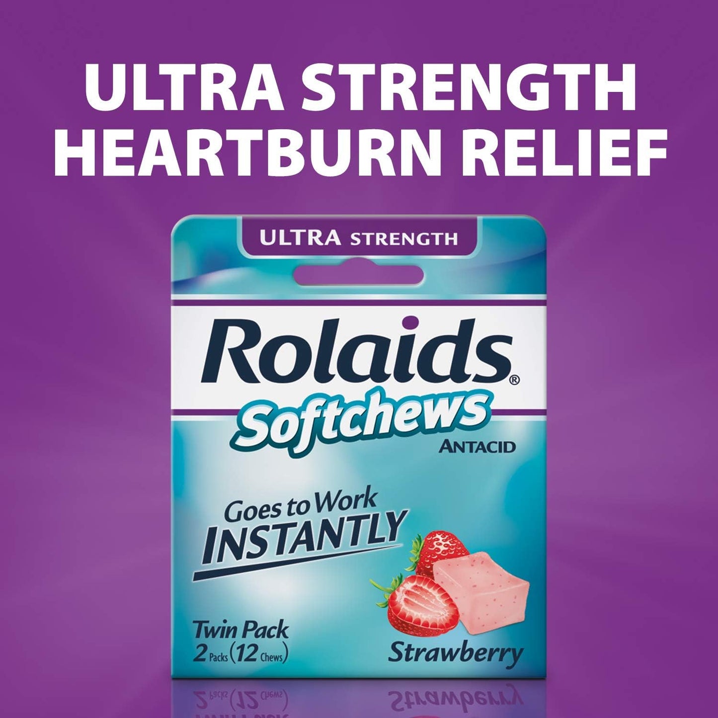 Rolaids Ultra Strength Antacid Softchews - Strawberry Flavor (12 Softchews per Pack, 6 Packs) for Ultra Strength Heartburn Relief - Espot.com.au