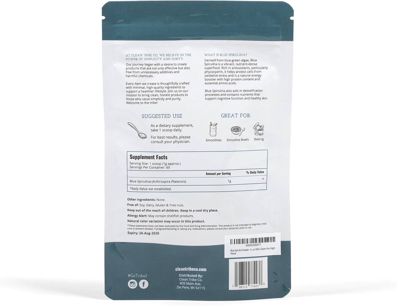blue-spirulina-powder-with-pure-phycocyanin---gluten-free-vegan-protein-superfood-for-smoothies-baking---no-fishy-smell---60-servings-2