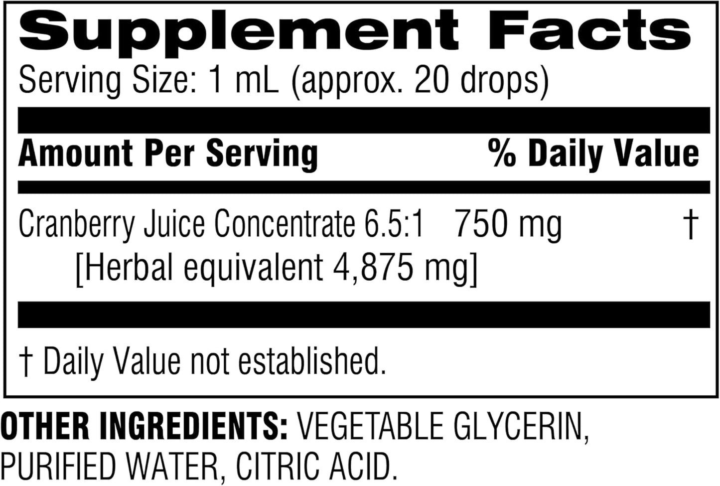 Cranberry Liquid Extract Herbal Supplement - Fast Acting & Easy to Swallow - Alcohol & Gluten Free - 1oz - Espot.com.au