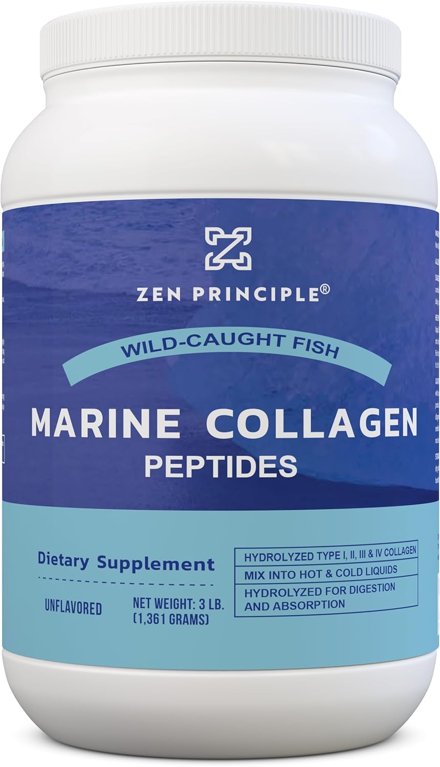 3-lb-zen-principle-marine-collagen-peptides-powder---non-gmo-wild-caught-fish---supports-healthy-skin-hair-joints-bones---hydrolyzed-type-1-3-protein---amino-acids---unflavored-easy-to-mix-2
