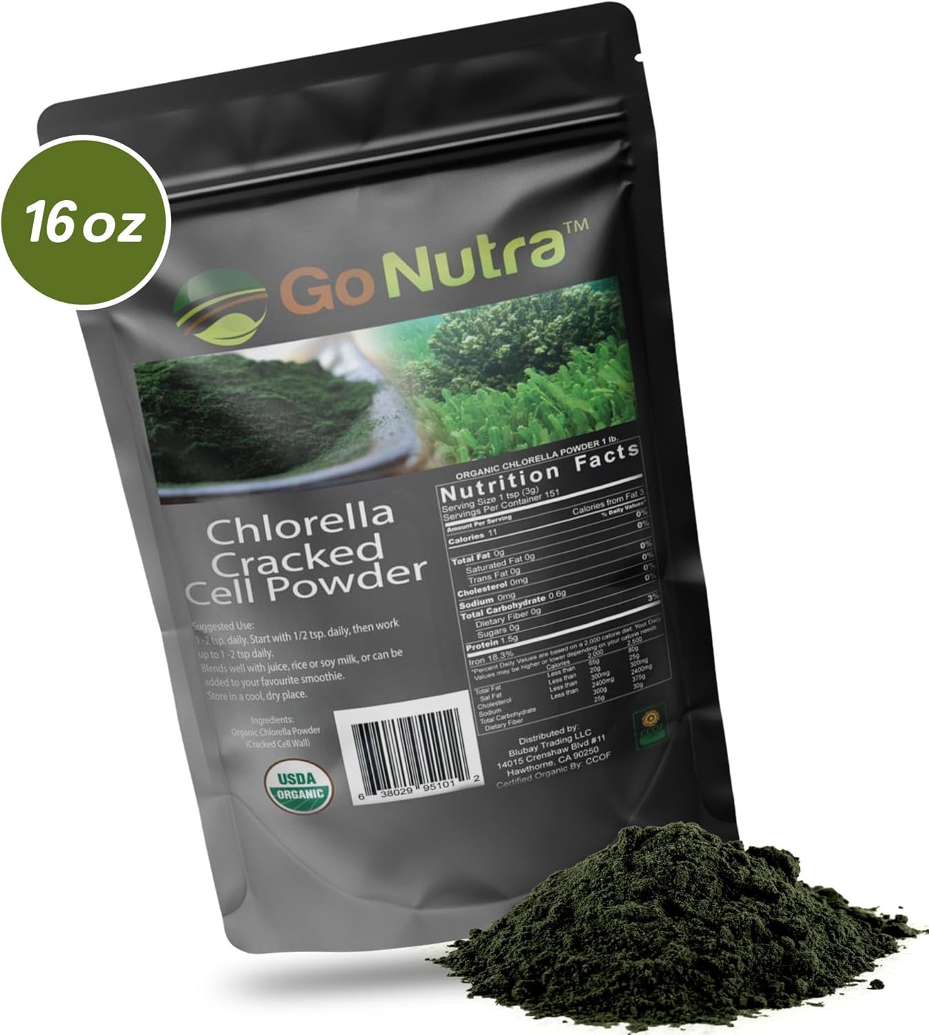 Chlorella Greens Superfood Powder - Pure Green Powder with Vitamins, Minerals, Antioxidants, Non-GMO, Vegan, 16 oz - Espot.com.au
