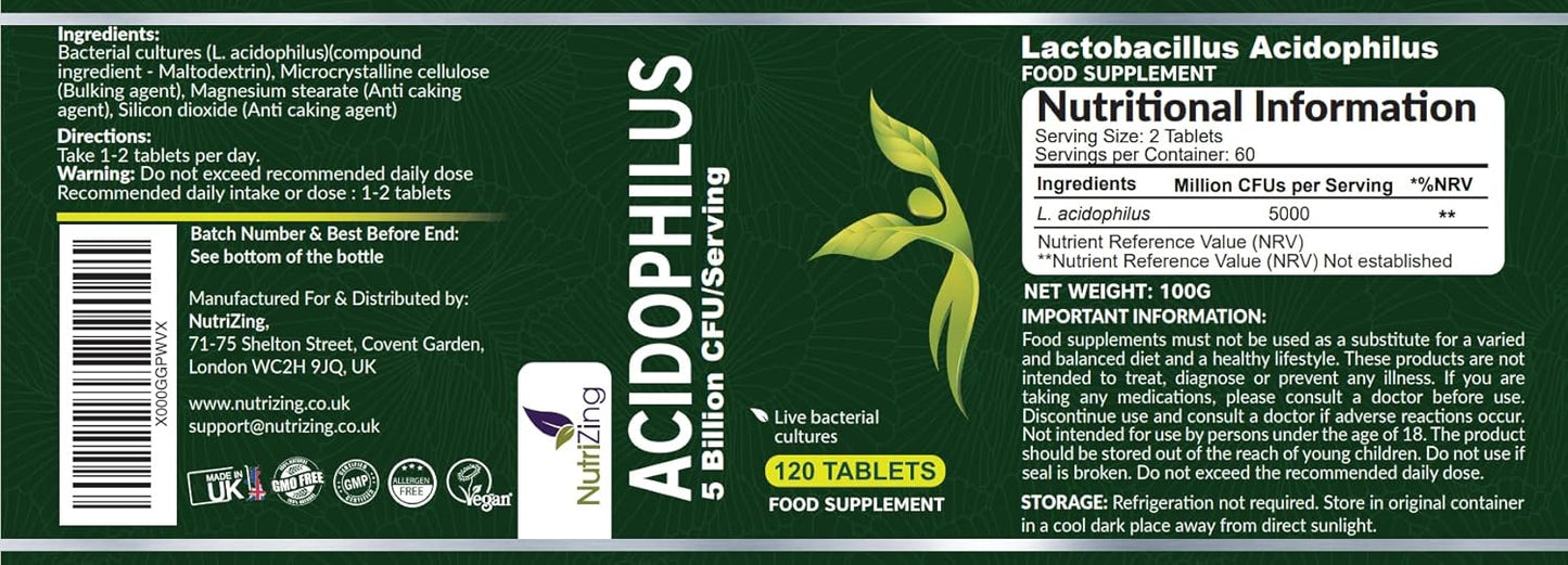High Strength Lactobacillus Acidophilus Supplement - 5 Billion CFU per Serving for Gut Health and Digestive Support - Espot.com.au