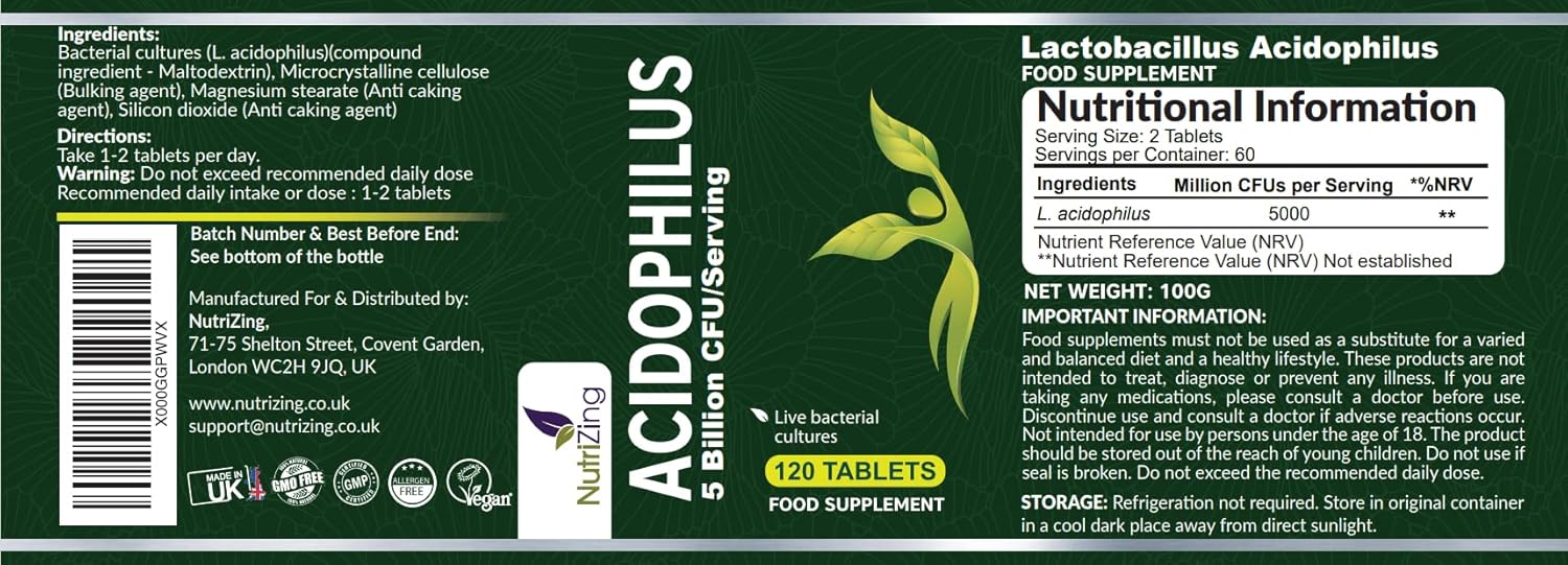 High Strength Lactobacillus Acidophilus Supplement - 5 Billion CFU per Serving for Gut Health and Digestive Support - Espot.com.au