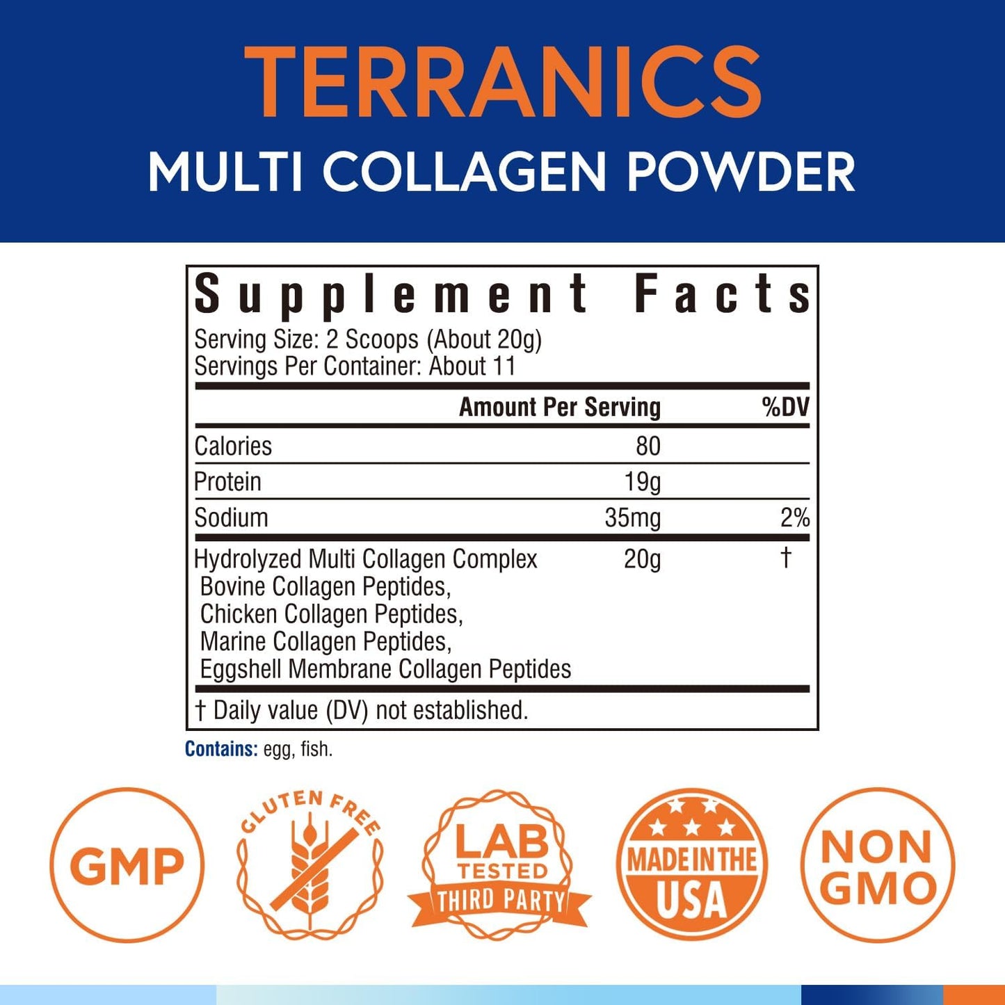 terranics-multi-collagen-peptides-powder---type-i-ii-iii-v-x-collagen-for-skin-nails-joints---unflavored-keto-supplement-8oz-2