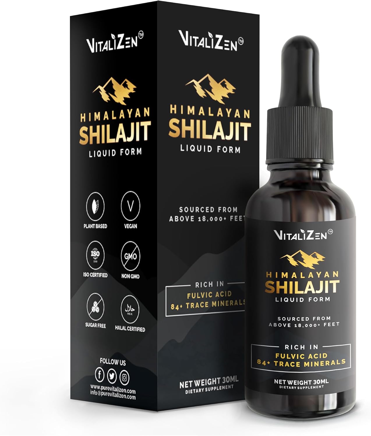Organic Himalayan Shilajit Drops - Natural Detox & Energy Support - Liquid Drops with Fulvic Acid and Trace Minerals - 30ml - Espot.com.au