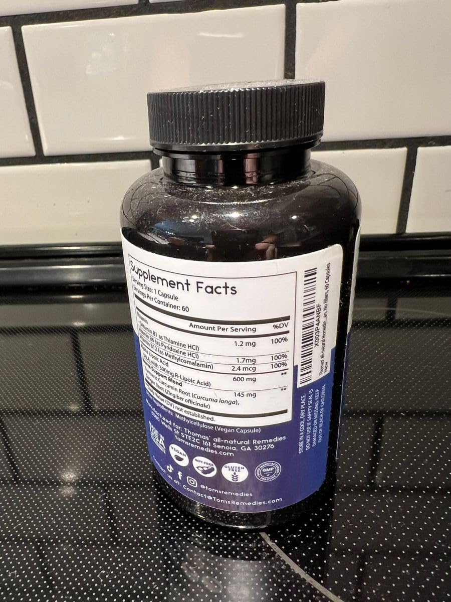 Natural Alpha Lipoic Acid 600mg Capsules with B-Vitamins - Thomas' Vegan Formula without Fillers - 120 Count - Espot.com.au
