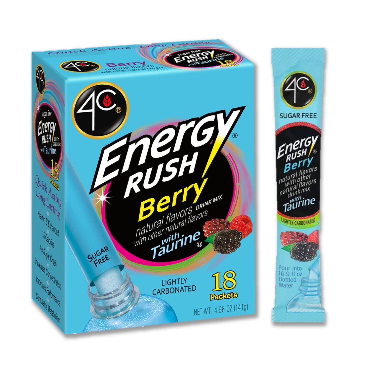 berry-4c-energy-rush-stix---6-pack-of-18-single-serve-water-flavoring-packets---sugar-free-with-taurine---on-the-go-bundle-2