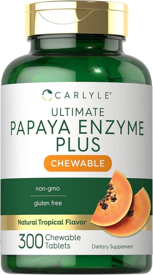 carlyle-papaya-enzyme-chewable-tablets---vegetarian-non-gmo-gluten-free-formula---tropical-flavor---digestive-health-supplement-1