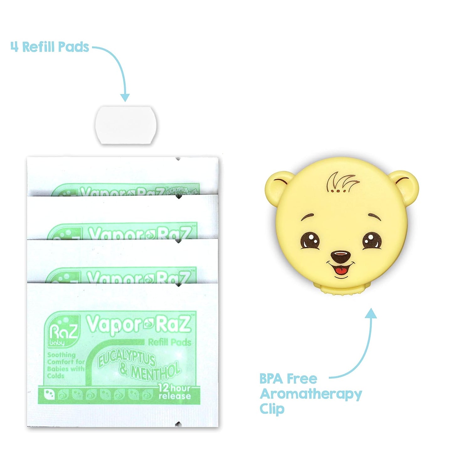 razbaby-vapor-raz-clip-on-vaporizer-with-natural-menthol-eucalyptus-baby-oil-aromatherapy---cough-cold-relief-for-home-travel---4-vapor-pad-refills-2