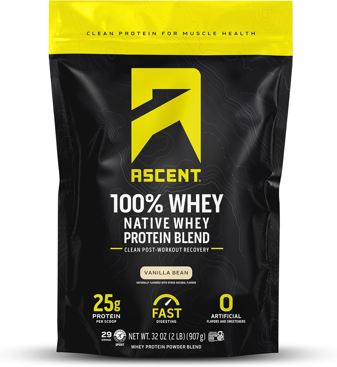 Vanilla Bean Whey Protein Powder - 100% Isolate, Zero Artificial Ingredients, Gluten & Soy Free, 5.5g BCAA, 2.6g Leucine - 2lb - Espot.com.au
